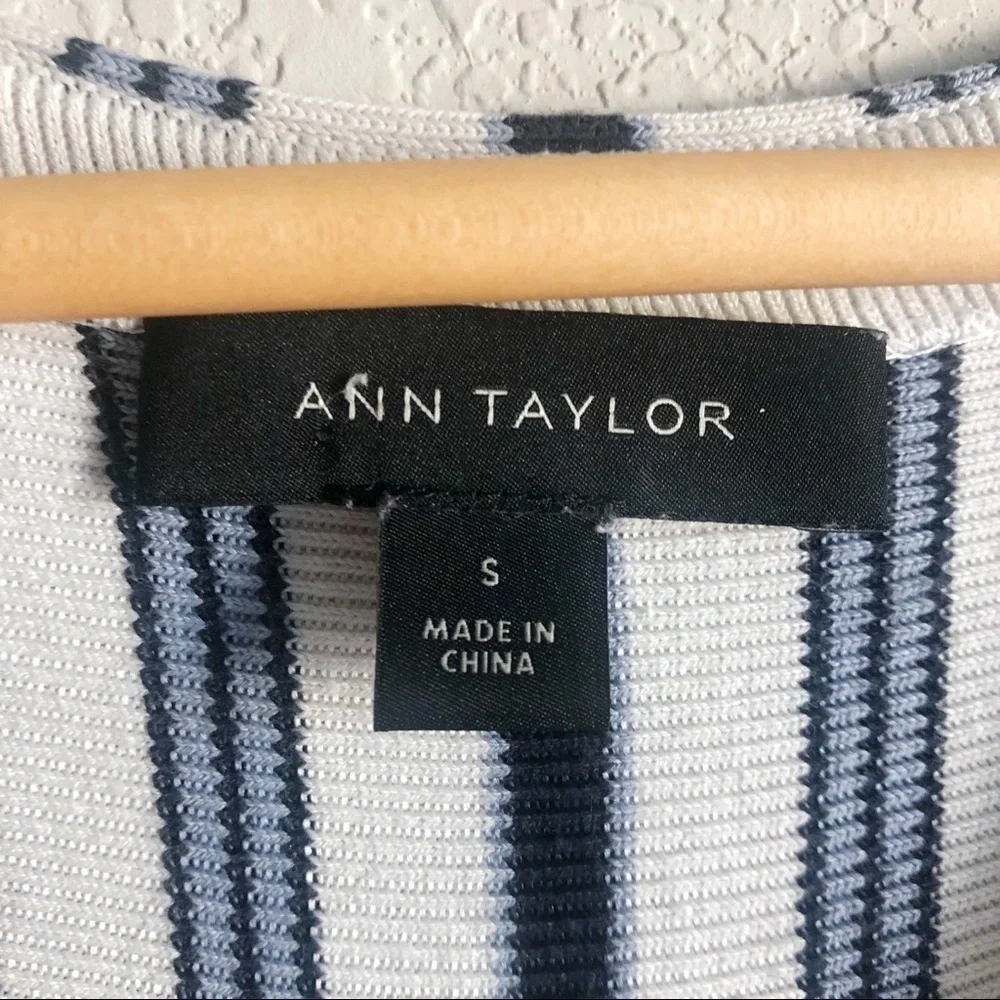 Ann Taylor Silk Blend Striped Wide Sleeve Knit Sweater Top